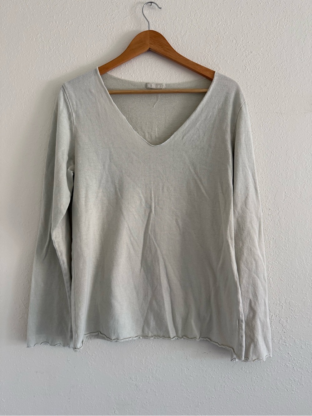 CP Shades Light Green V-Neck Long Sleeve Top